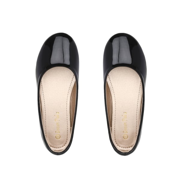 Girl's Slip on Ballerina Flats - BLACK PAT - 3